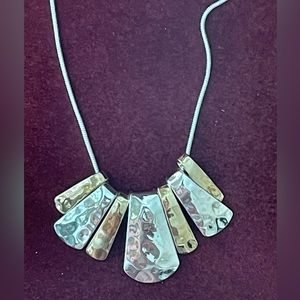 NWOT Hammered Gold-tone & Silver-tone Necklace.